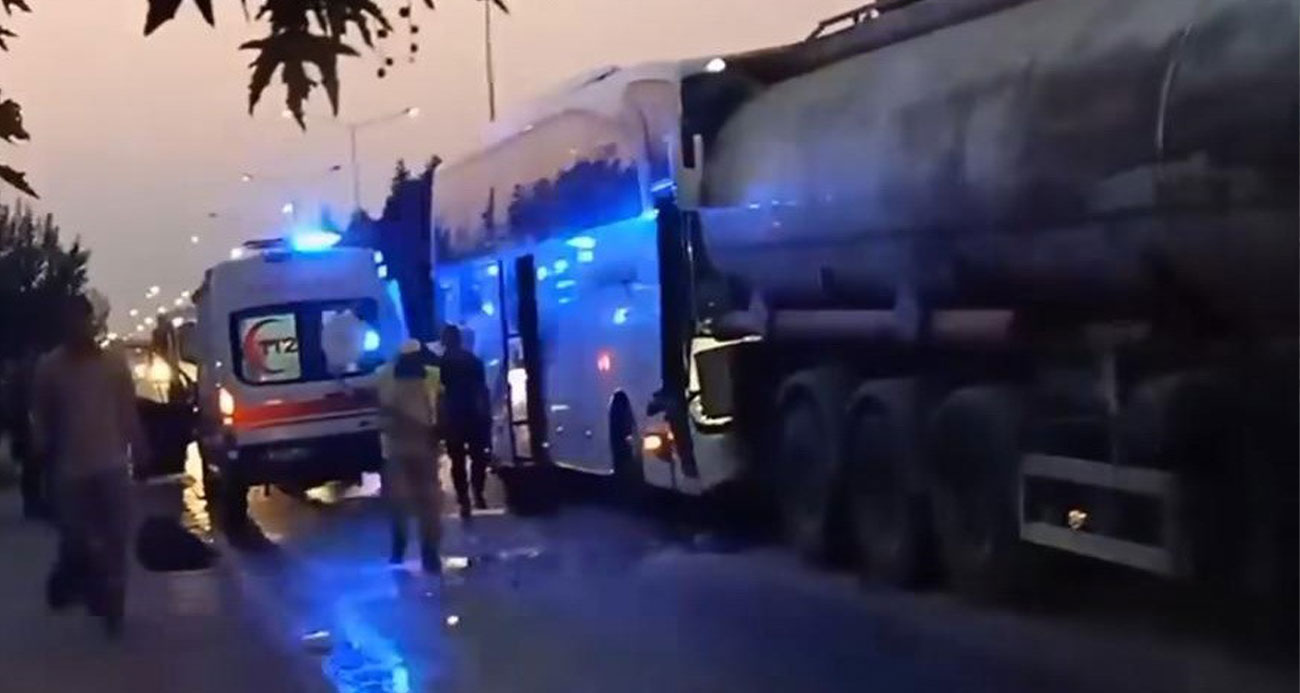 Manisa da yolcu otobüsü tankere çarptı 21 yaralı