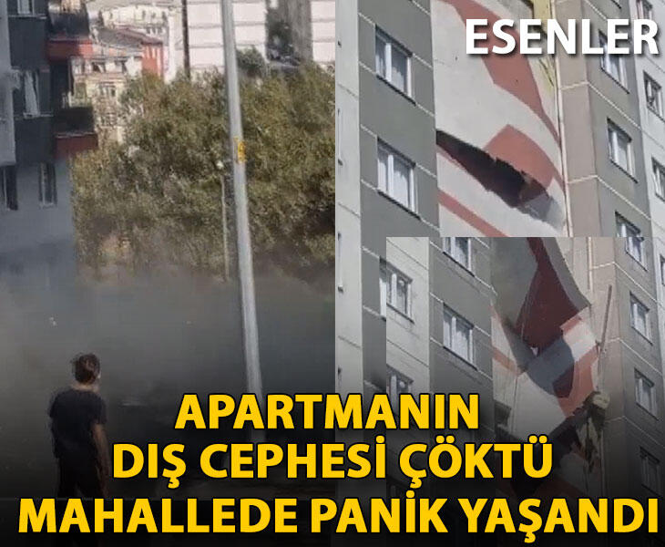 Esenlerde apartmanın dış cephe kaplamaları düştü