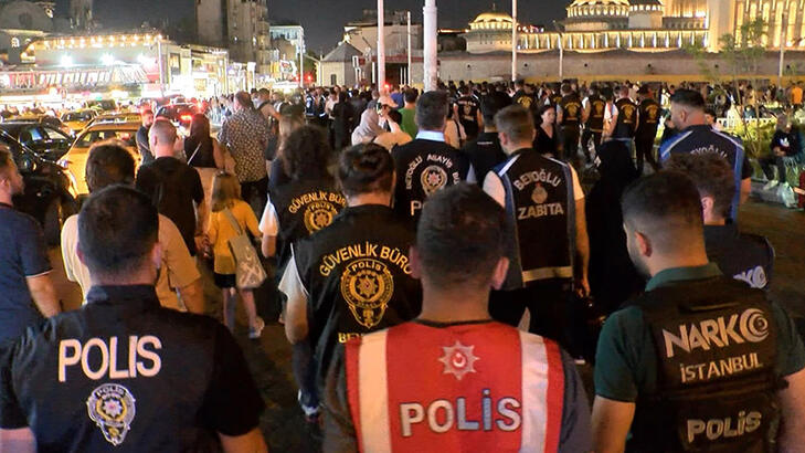 Beyoğlunda helikopter destekli asayiş denetimi